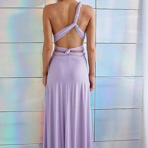Women's Infinity Gown Bridesmaid Dress Purple Multi-Way Strap Wrap Maxi - Size L